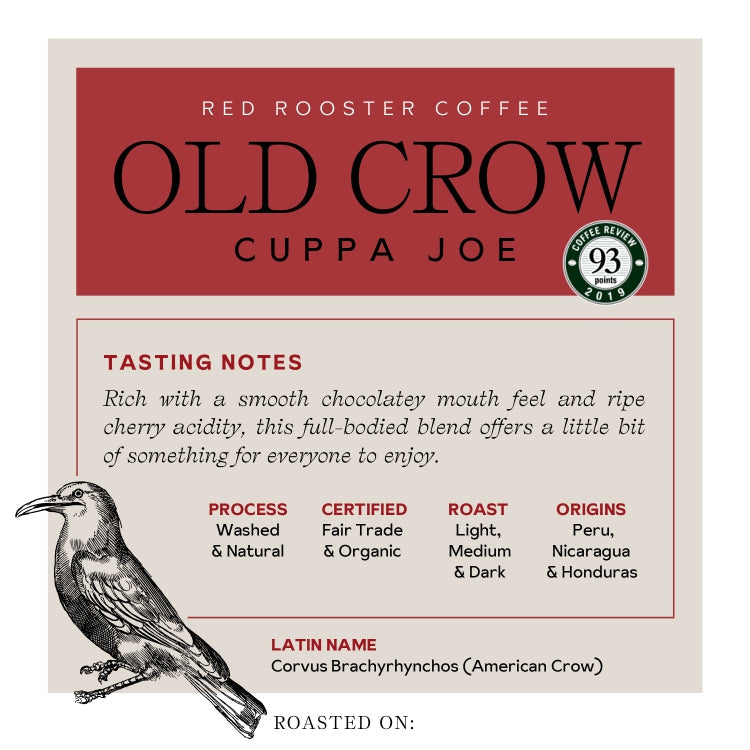 Organic Old Crow Cuppa Joe - Coffee Beans for Flexible Recipe Preparation