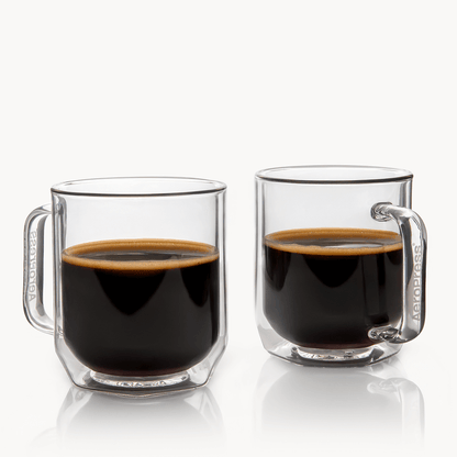 AeroPress Double Wall Glass Coffee Mug - 2 Pack - Coffee Drinkware for Commuting and Home Use