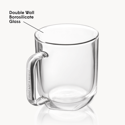 AeroPress Double Wall Glass Coffee Mug - 2 Pack - Coffee Drinkware for Commuting and Home Use