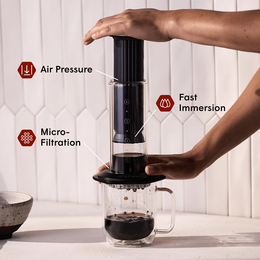 AeroPress Double Wall Glass Coffee Mug - 2 Pack - Coffee Drinkware for Commuting and Home Use
