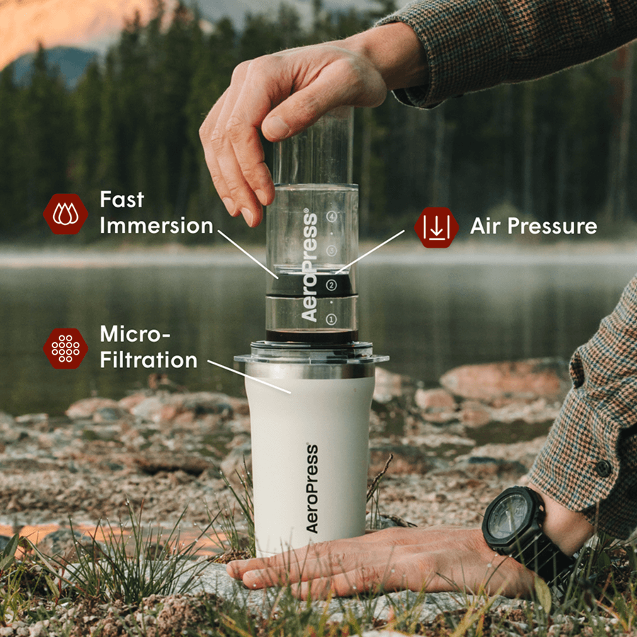 AeroPress Coffee Maker - Go Plus - Portable Brewer for Fresh Coffee Preparation