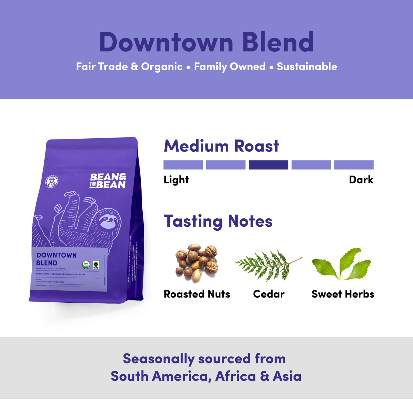 Downtown Blend Organic & Fair Trade - Coffee Beans for Flexible Recipe Preparation